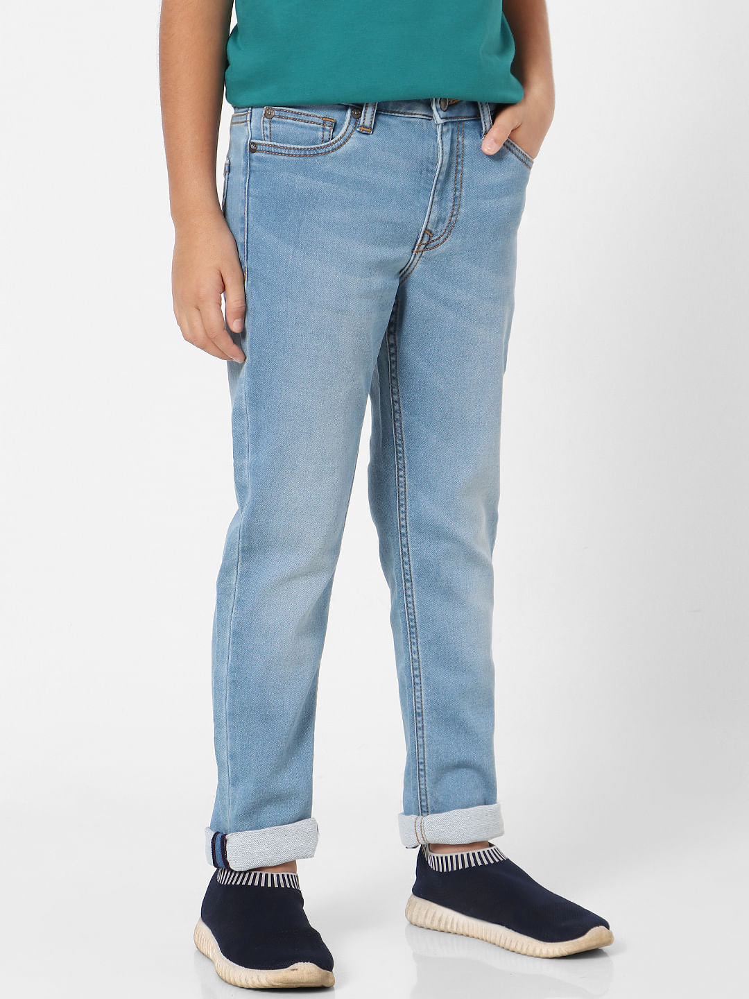 Boys Blue Mid Rise Clark Straight Jeans