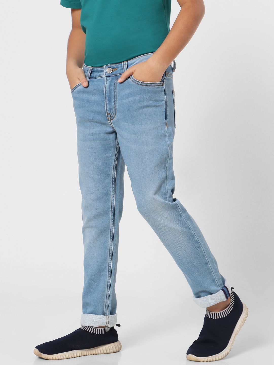 Boys Blue Mid Rise Clark Straight Jeans