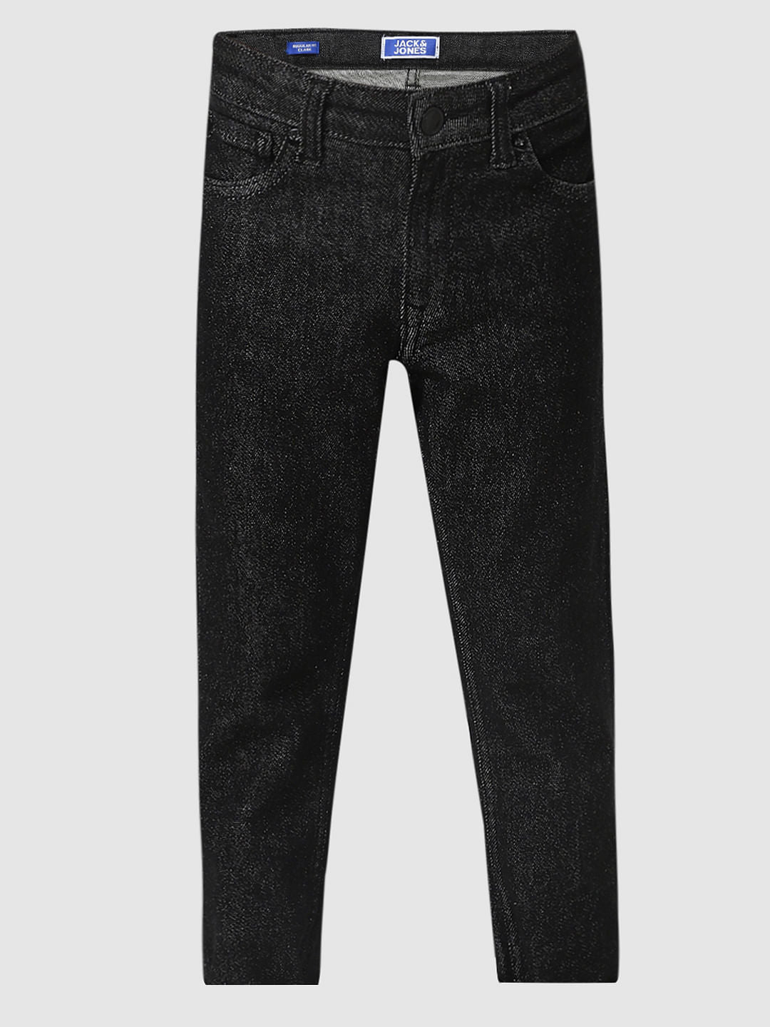 Boys Black Mid Rise Clark Straight Fit Jeans