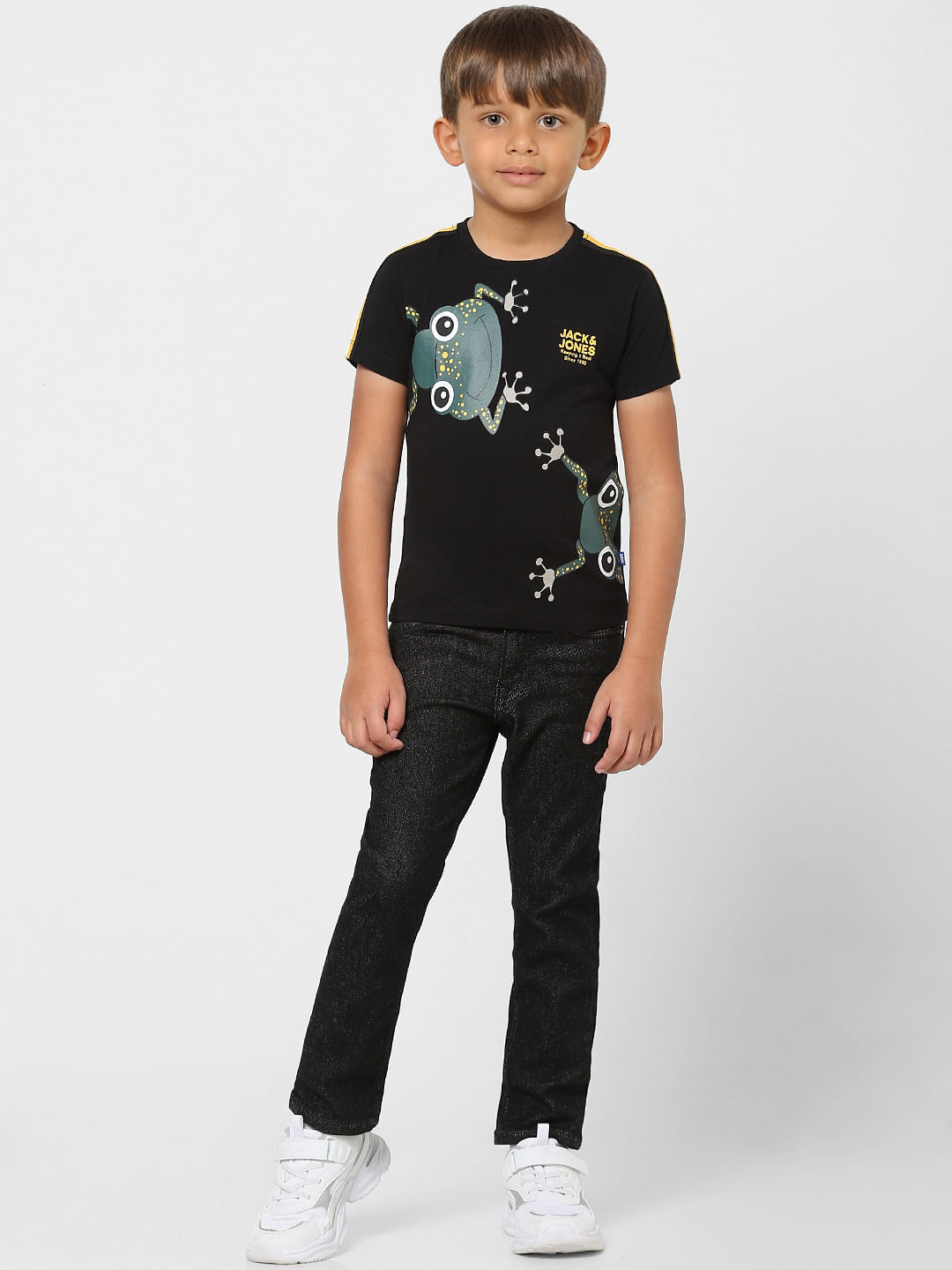 Boys Black Mid Rise Clark Straight Fit Jeans