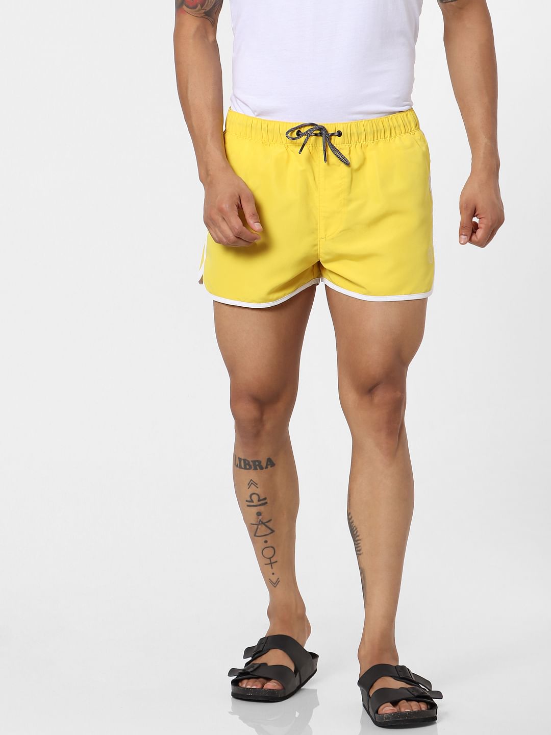 Yellow Mid Rise Swimshorts