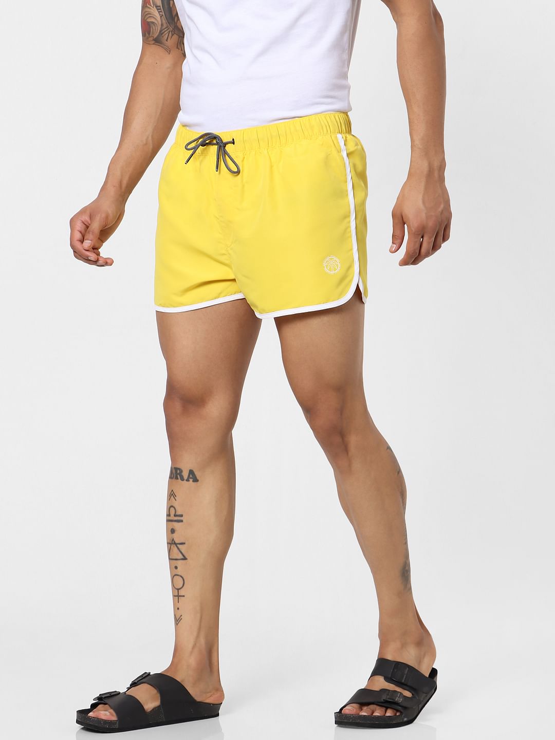 Yellow Mid Rise Swimshorts