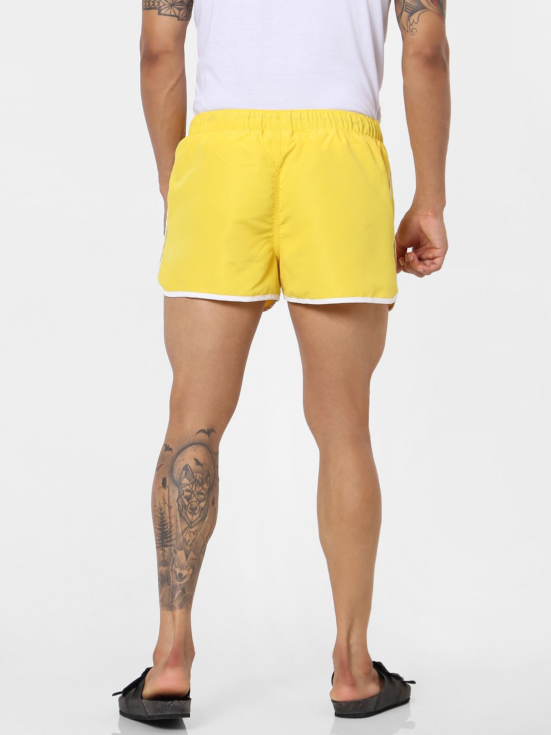 Yellow Mid Rise Swimshorts