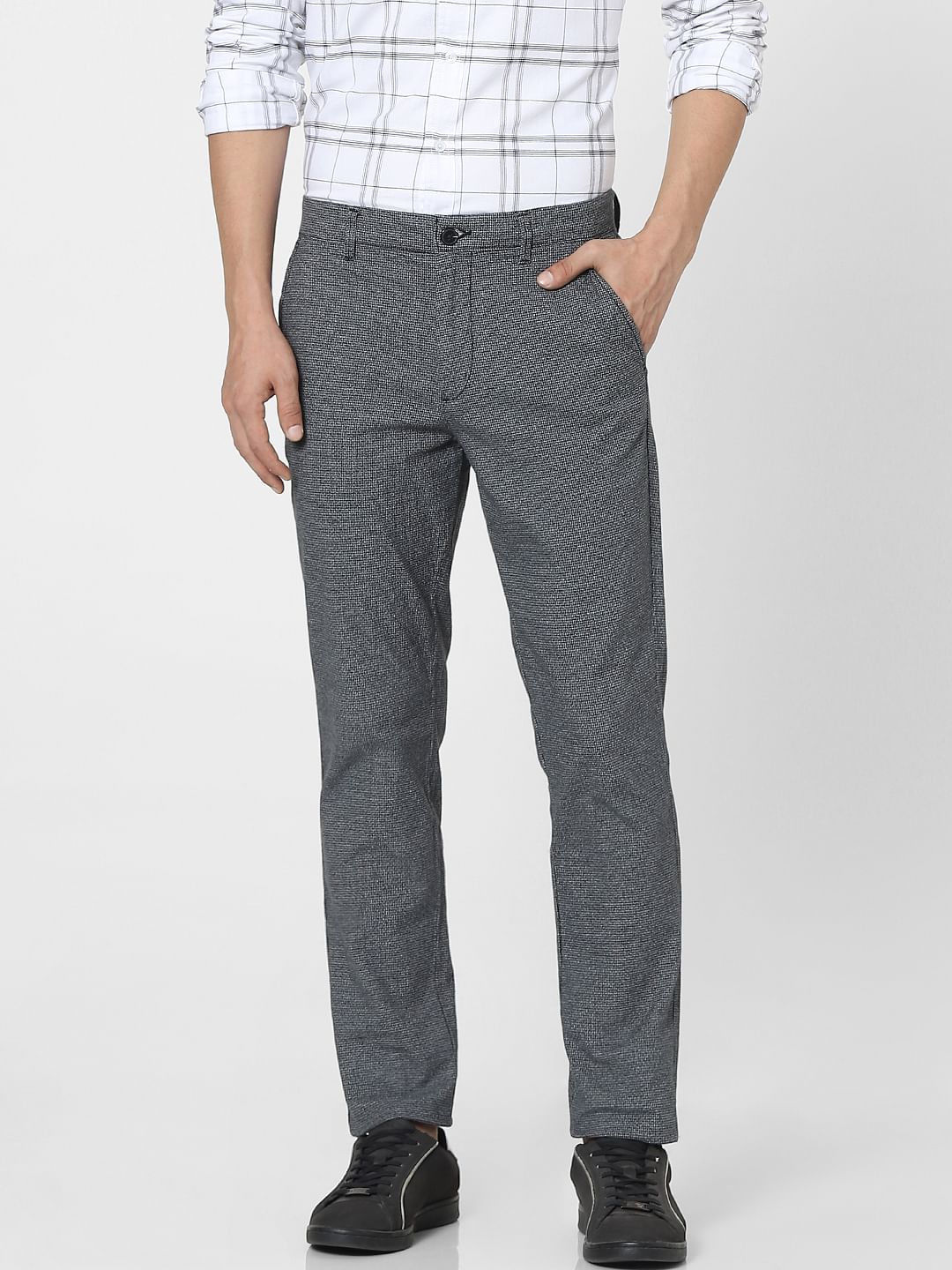 Black Mid Rise Printed Pants