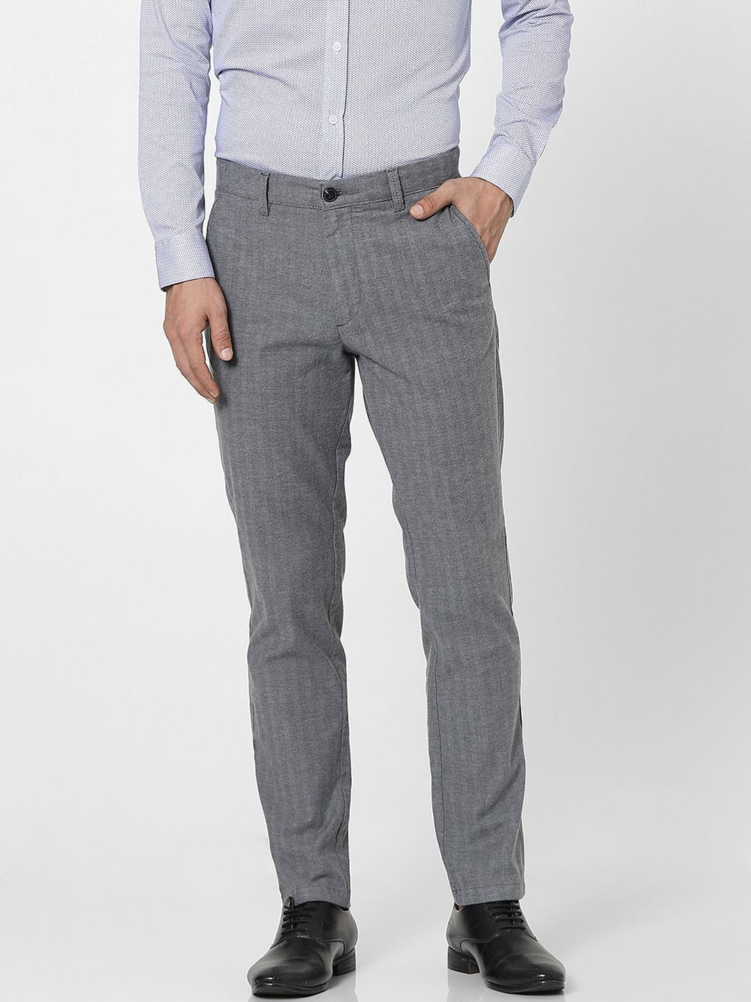 Light Grey Mid Rise Pants