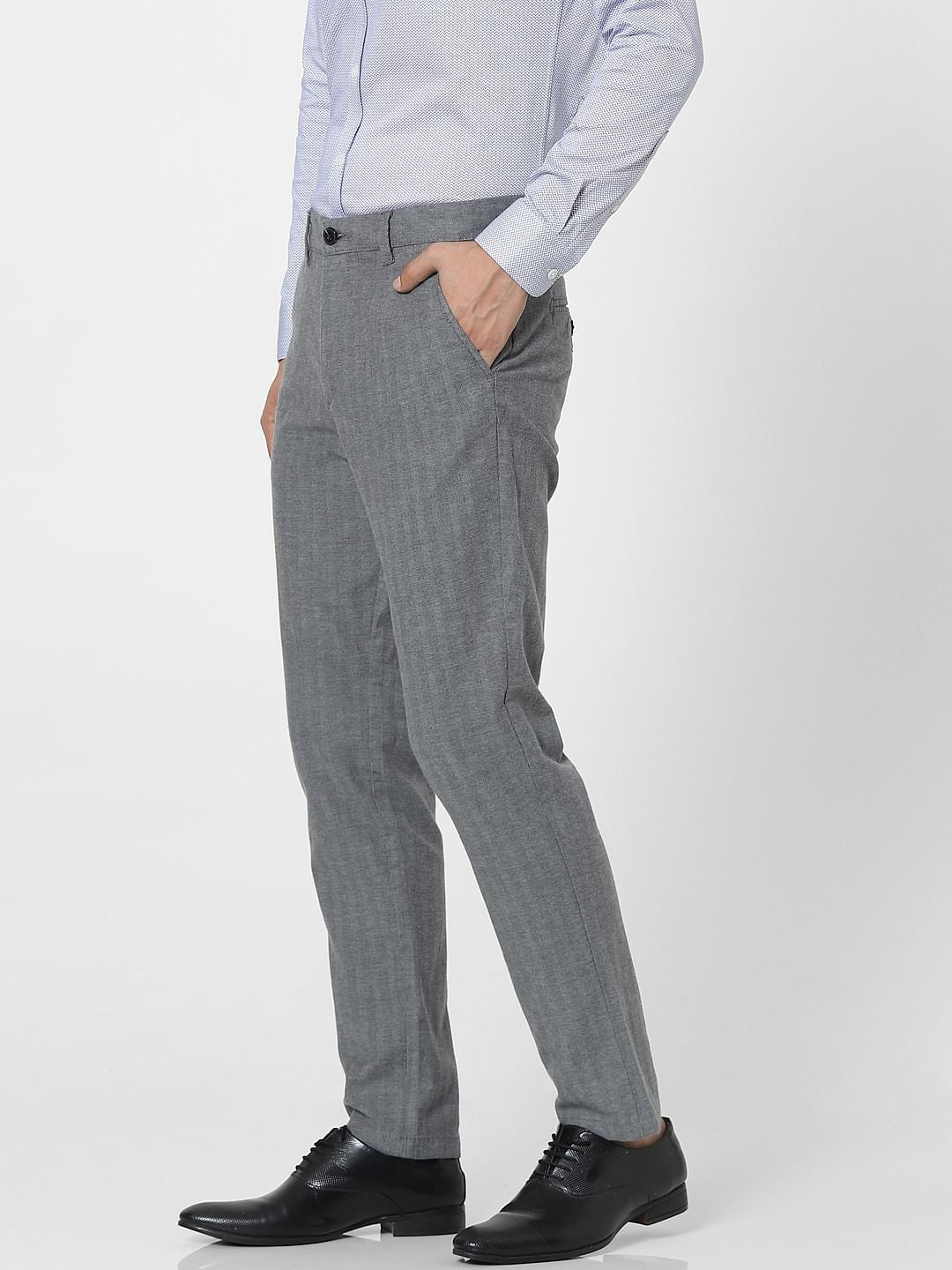 Light Grey Mid Rise Pants