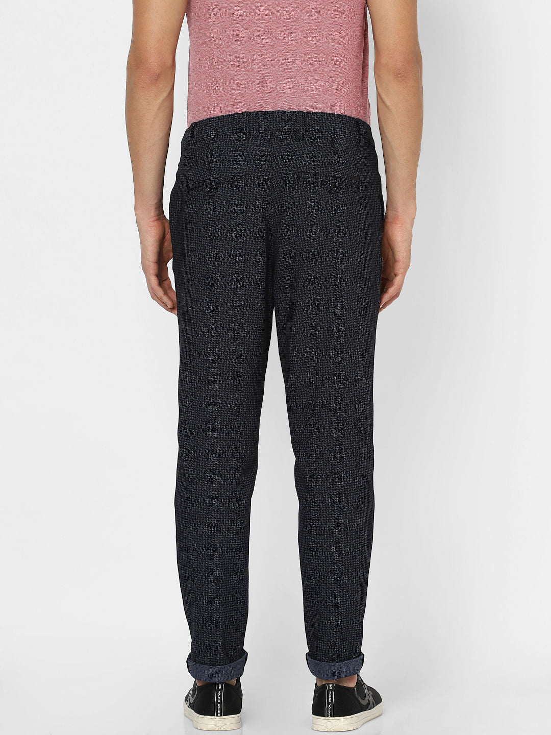 Navy Blue Houndstooth Sweatpants