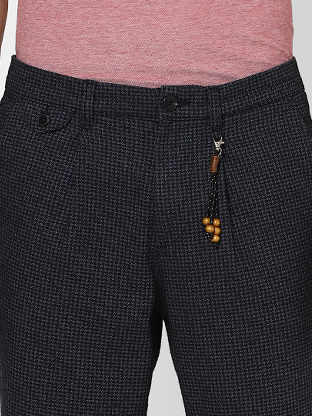 Navy Blue Houndstooth Sweatpants