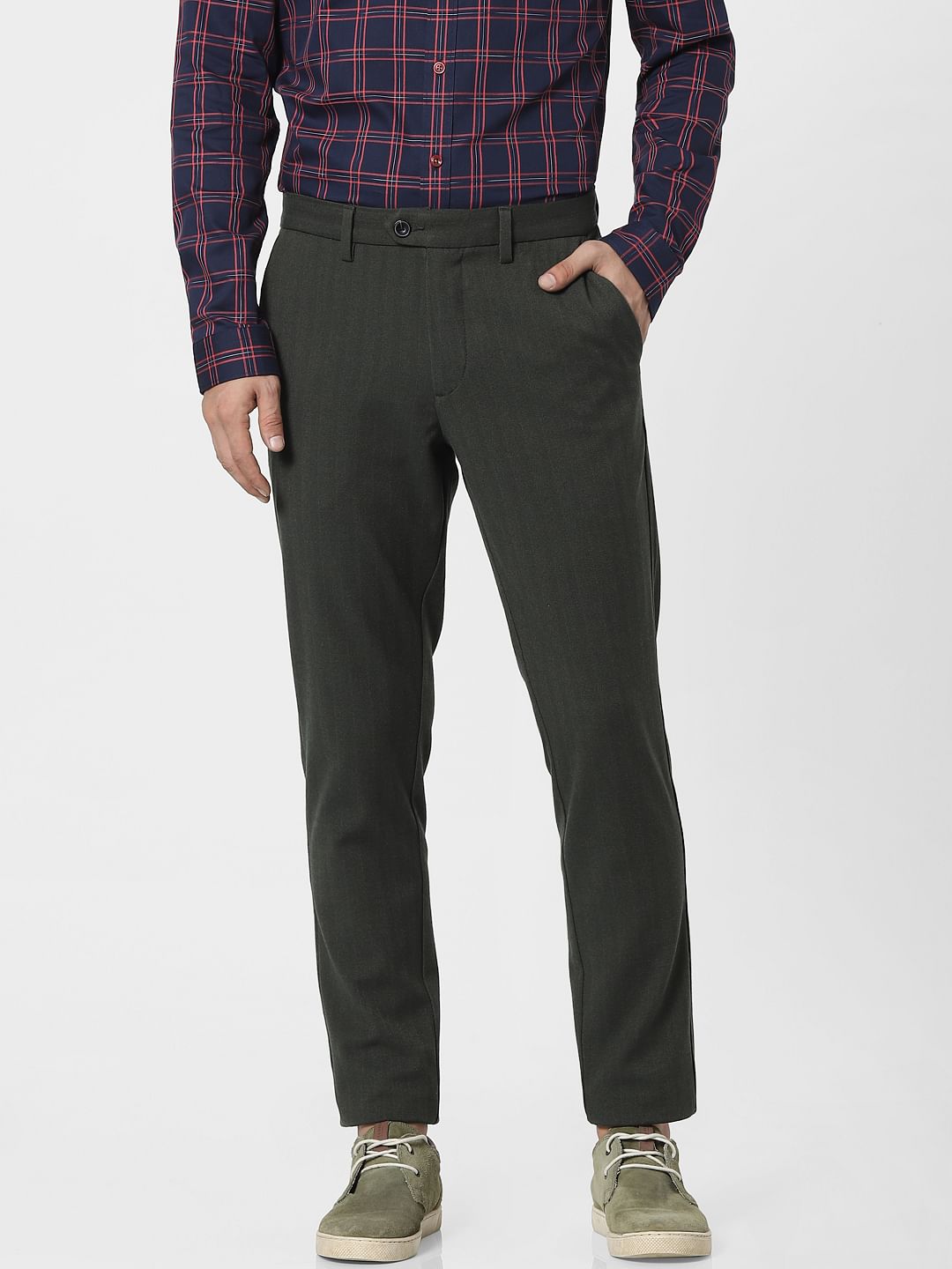 Green Mid Rise Pants