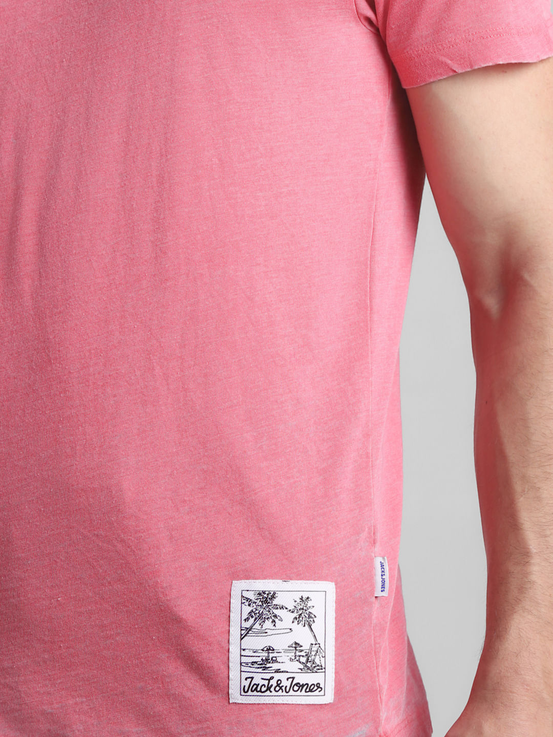 Pink Cotton Crew Neck T-shirt