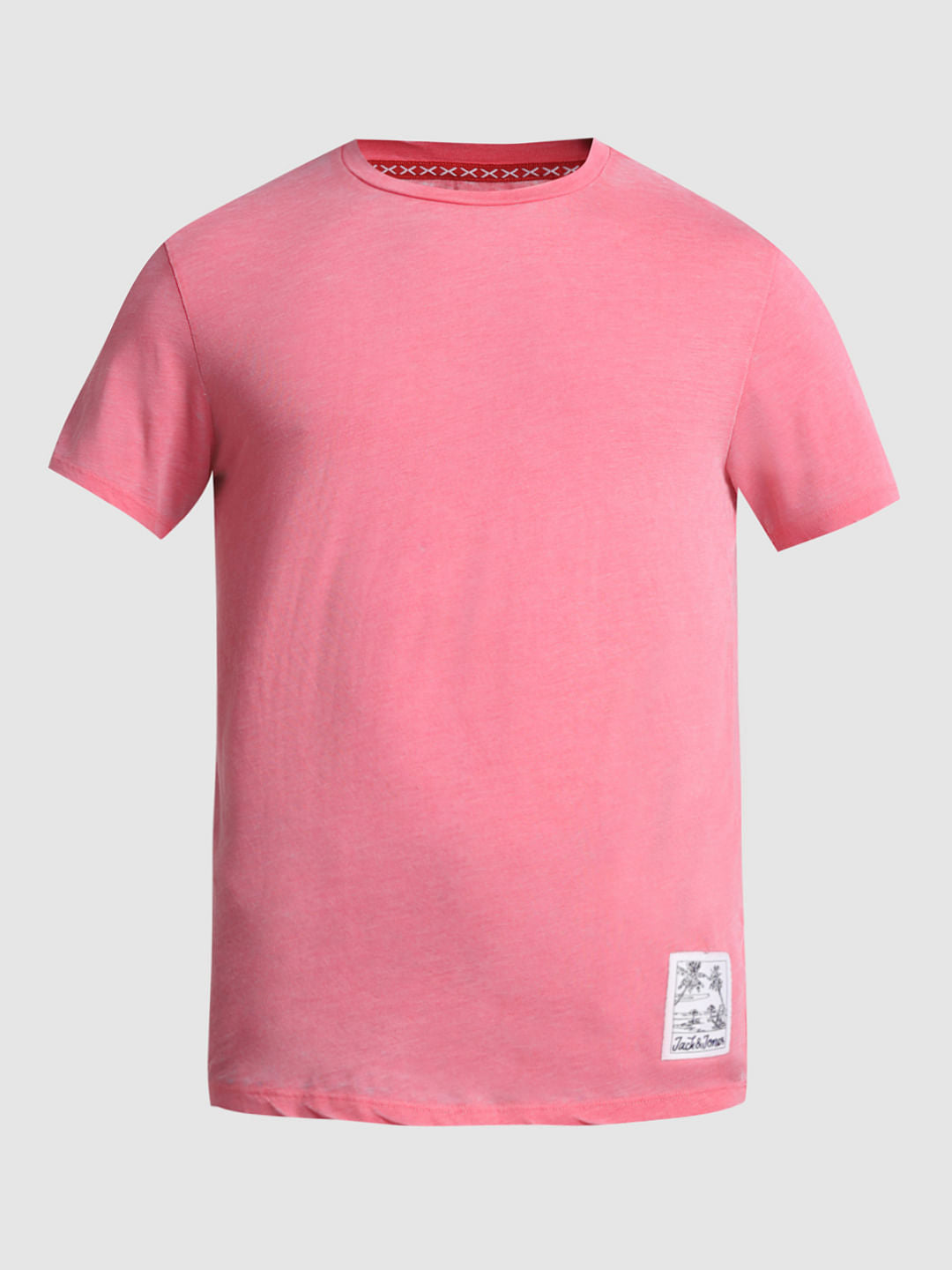 Pink Cotton Crew Neck T-shirt