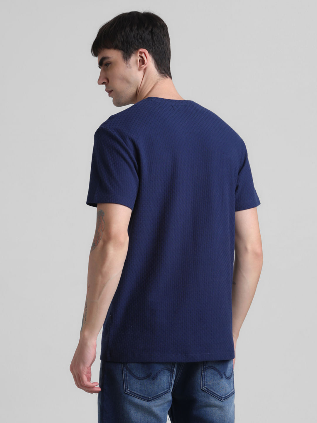 Navy Cotton Crew Neck T-shirt