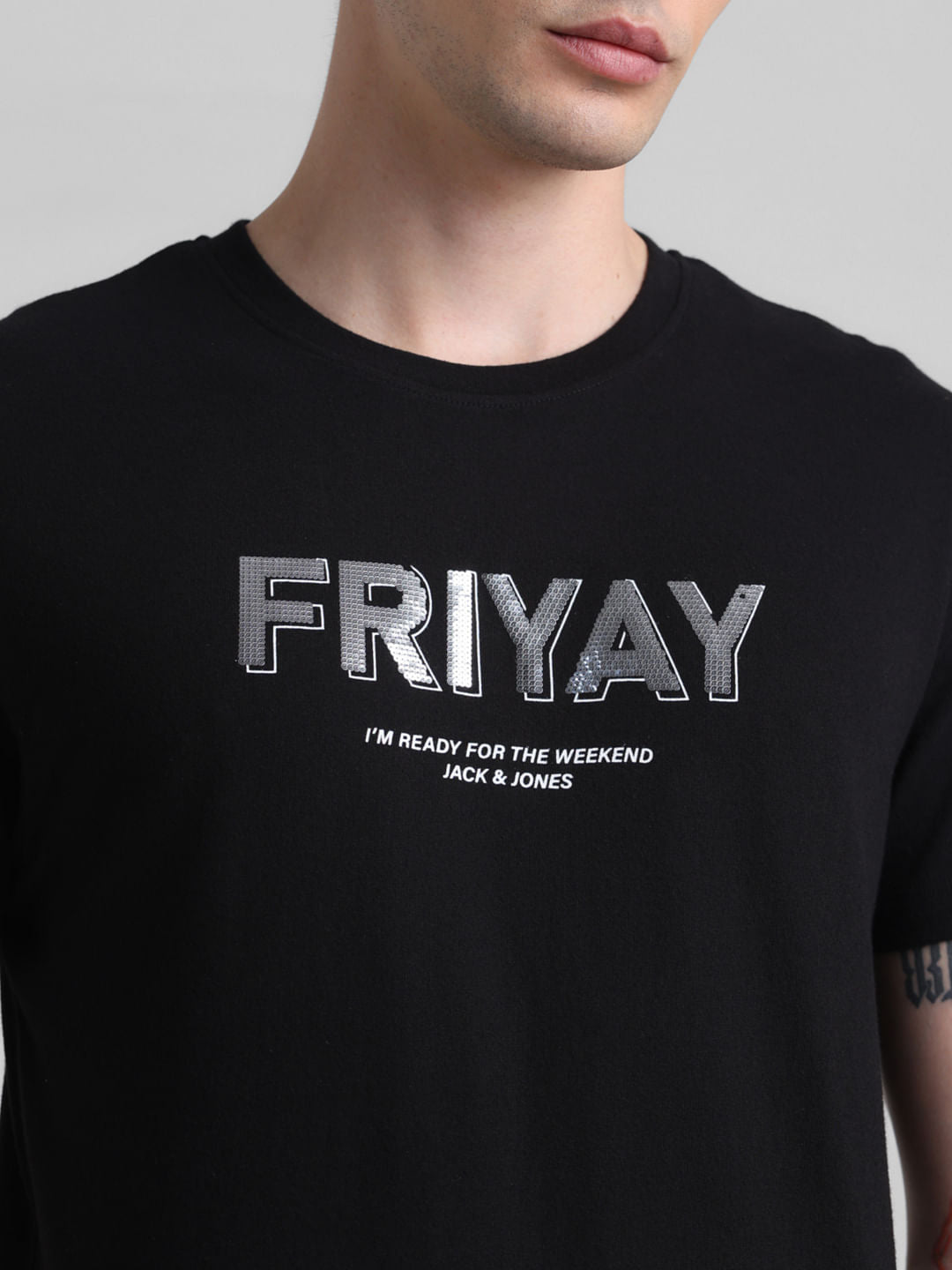 Black FRIYAY Text T-shirt