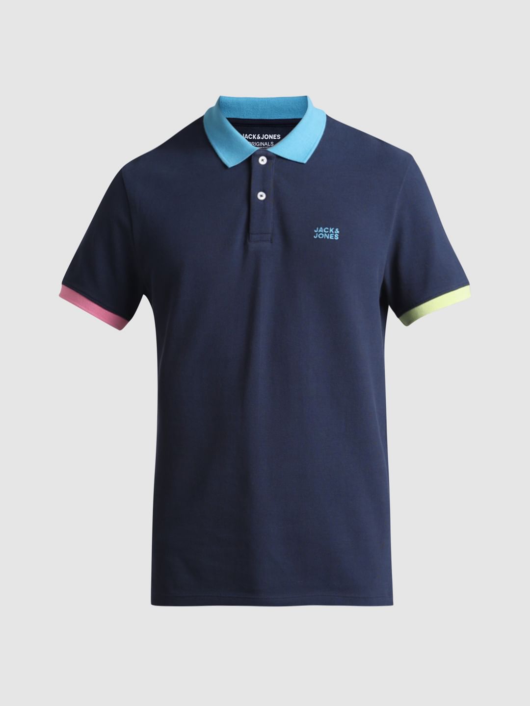 Blue Contrast Tipping Polo T-shirt