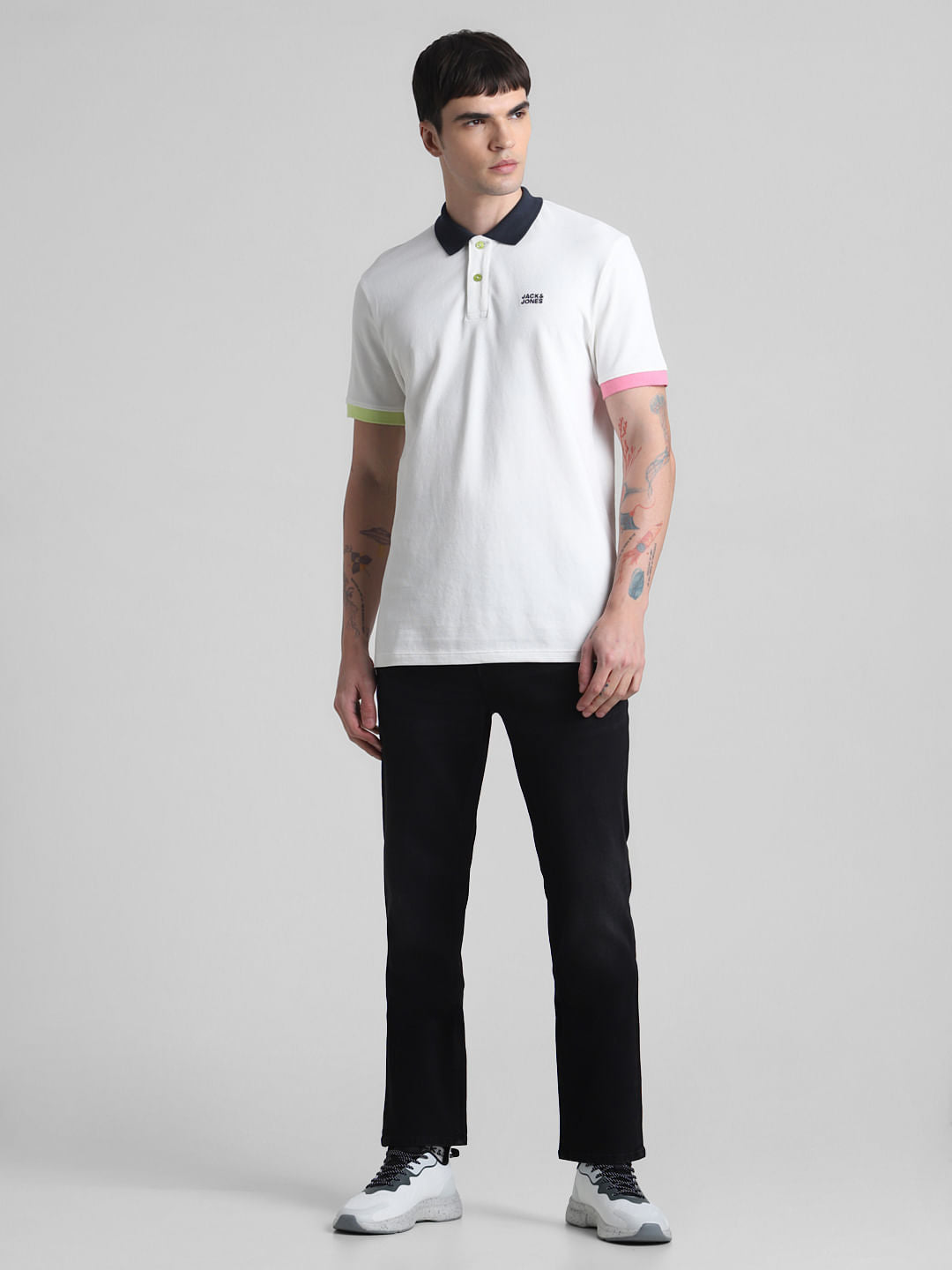 White Contrast Tipping Polo T-shirt