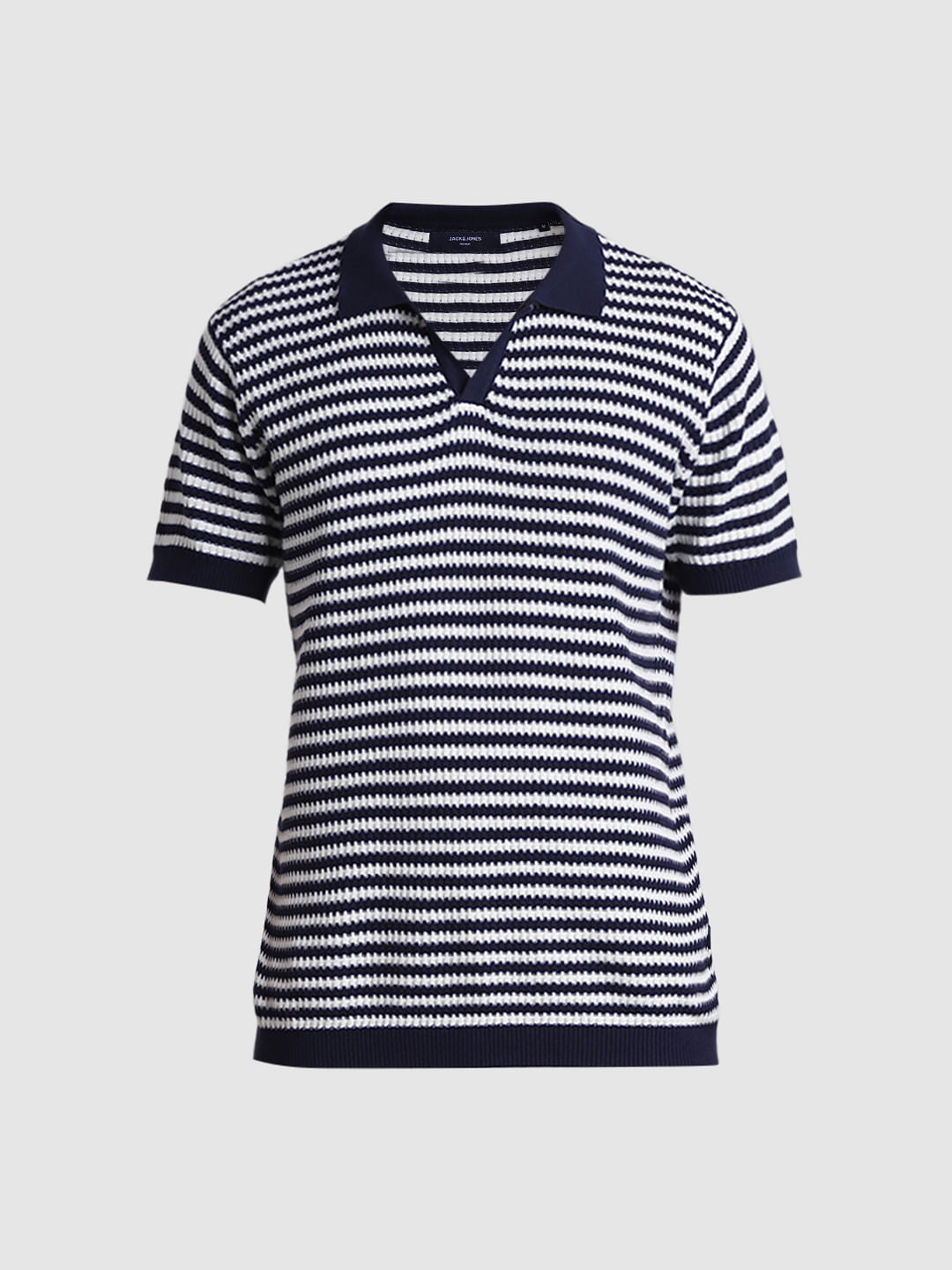 Blue Striped Knitted Polo