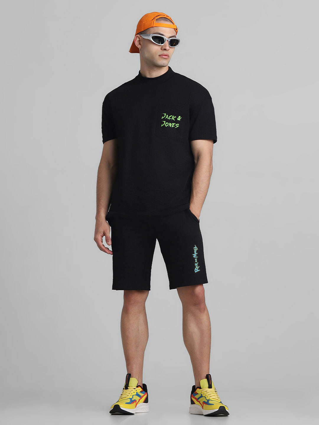 RICK & MORTY Black Printed Co-ord Set Shorts