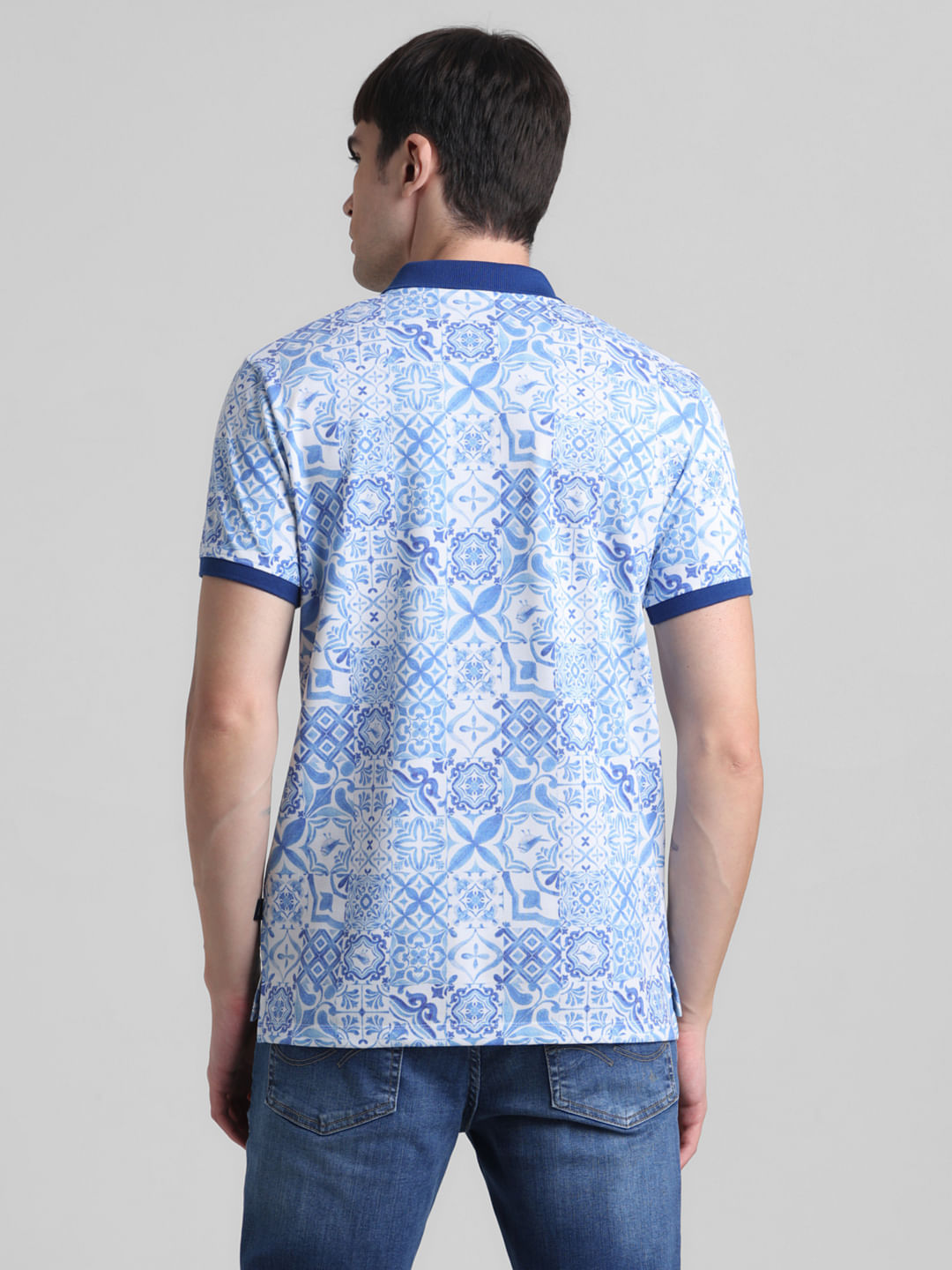 Light Blue Printed Polo T-shirt