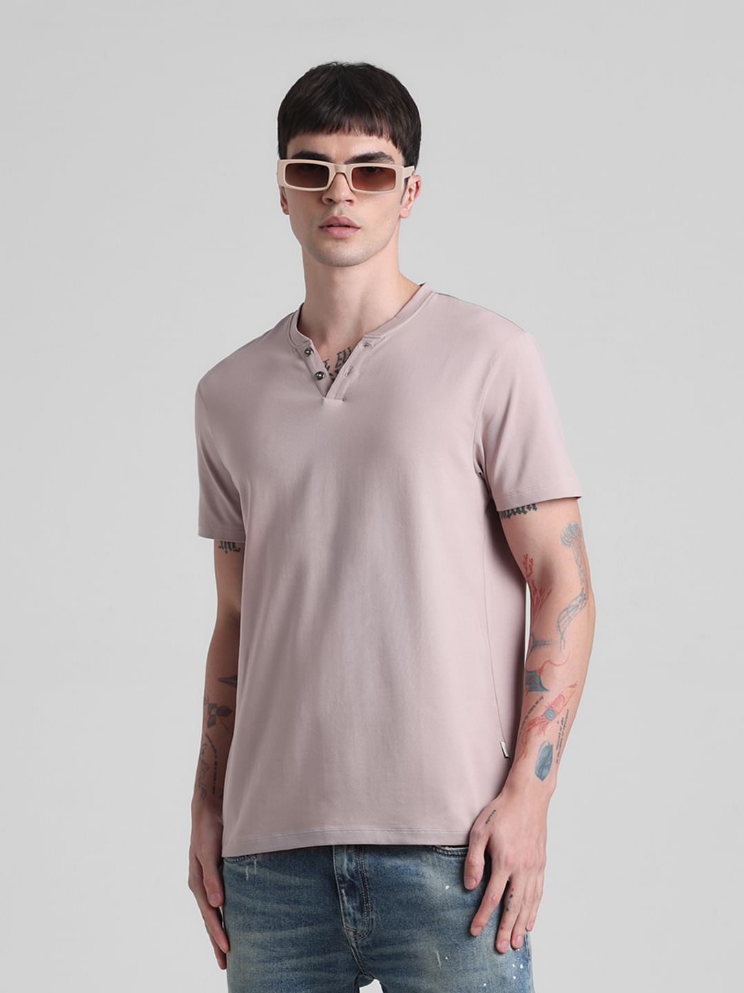 Peach Henley T-shirt
