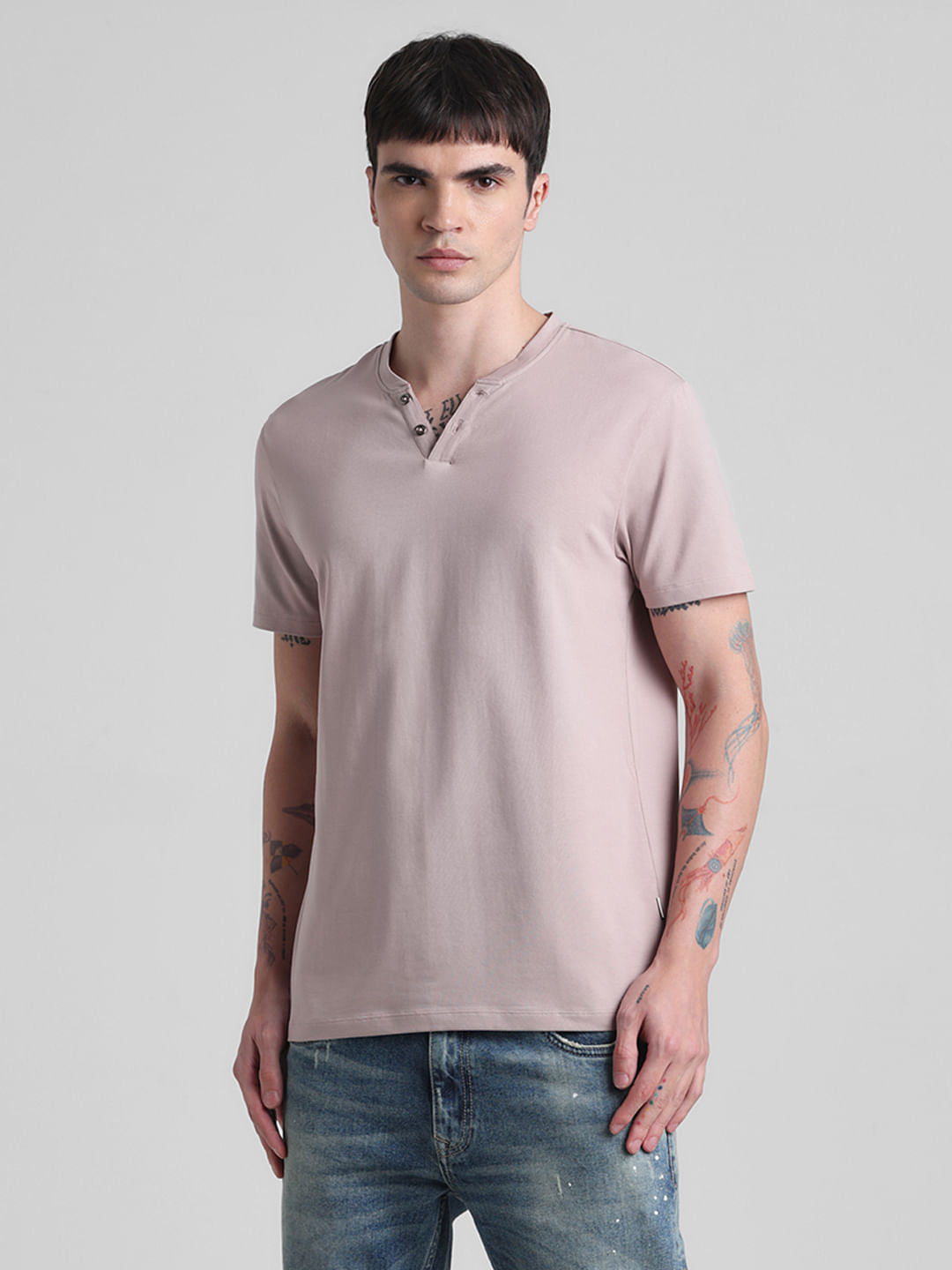 Peach Henley T-shirt