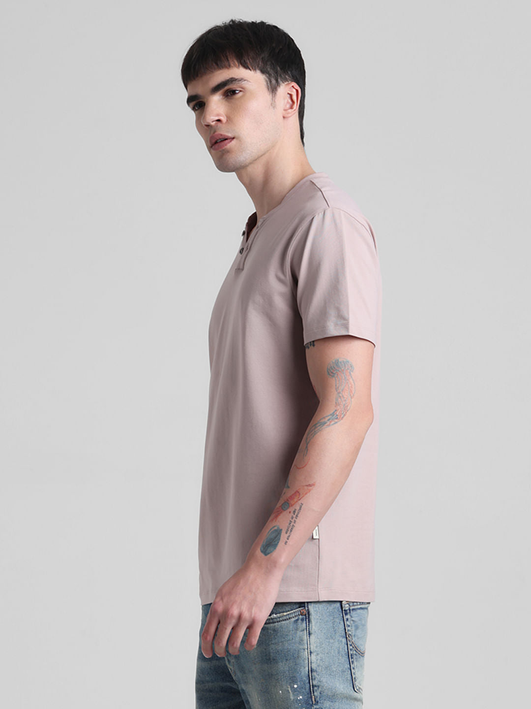 Peach Henley T-shirt