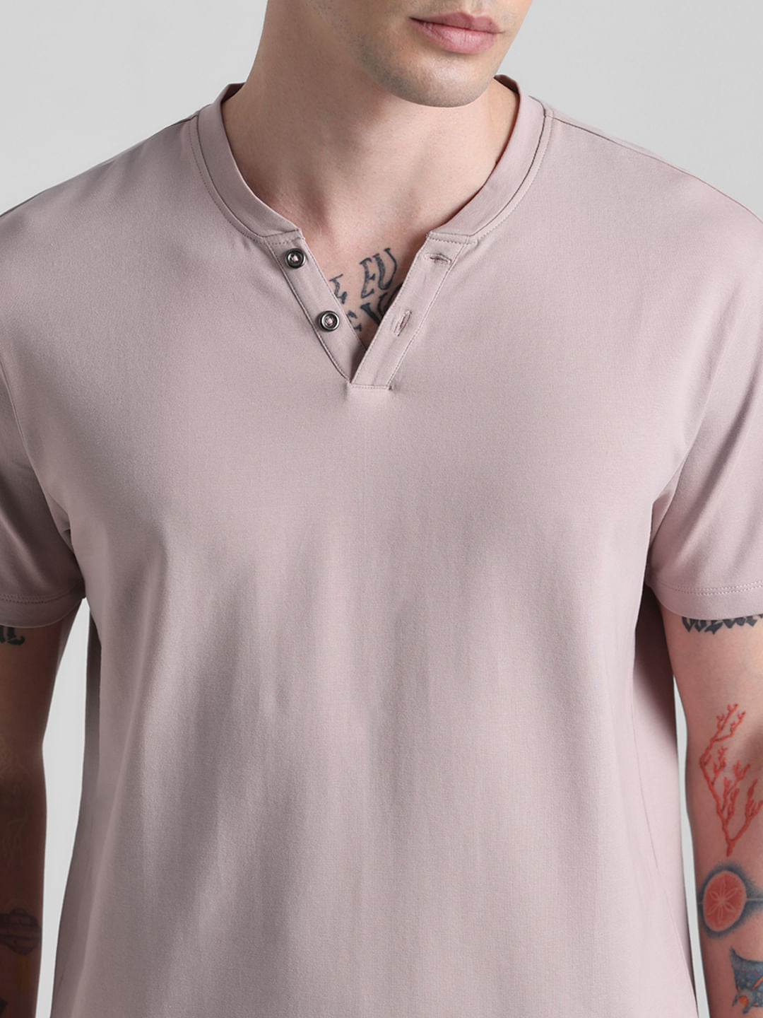 Peach Henley T-shirt