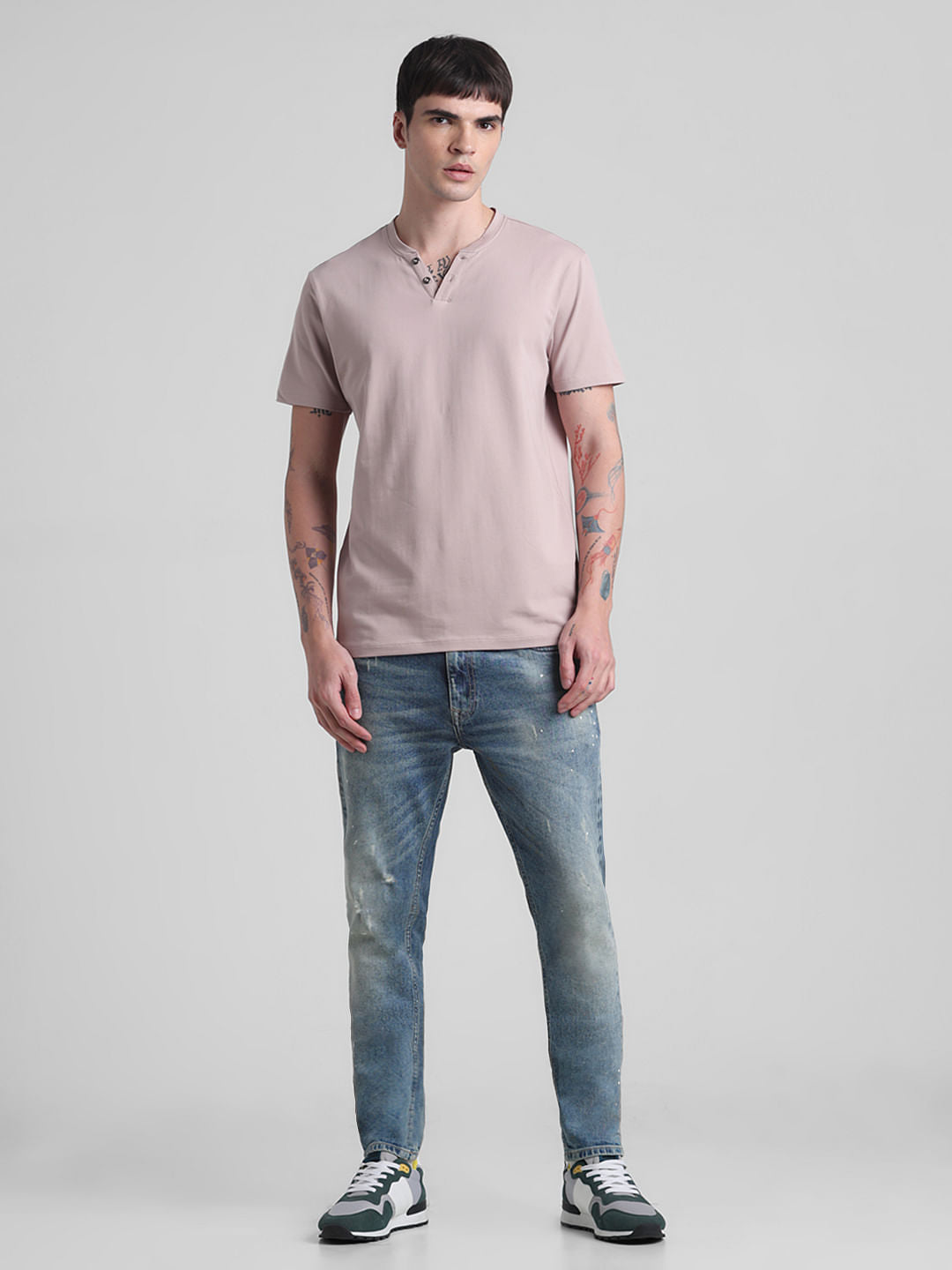 Peach Henley T-shirt