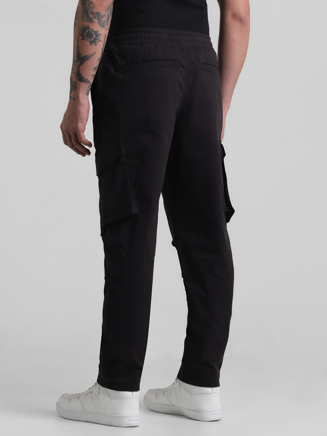 Black 6 Pocket Regular Fit Cargos