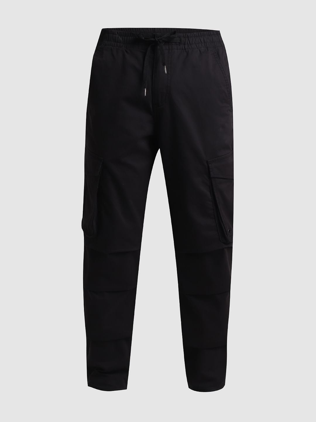 Black 6 Pocket Regular Fit Cargos