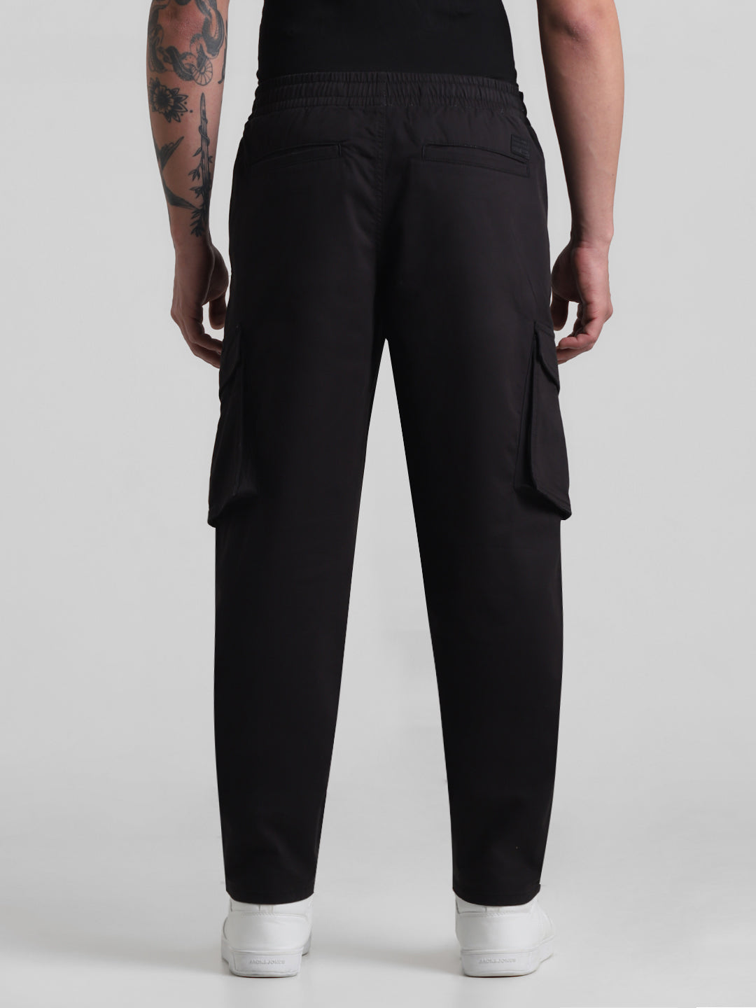 Black 6 Pocket Regular Fit Cargos