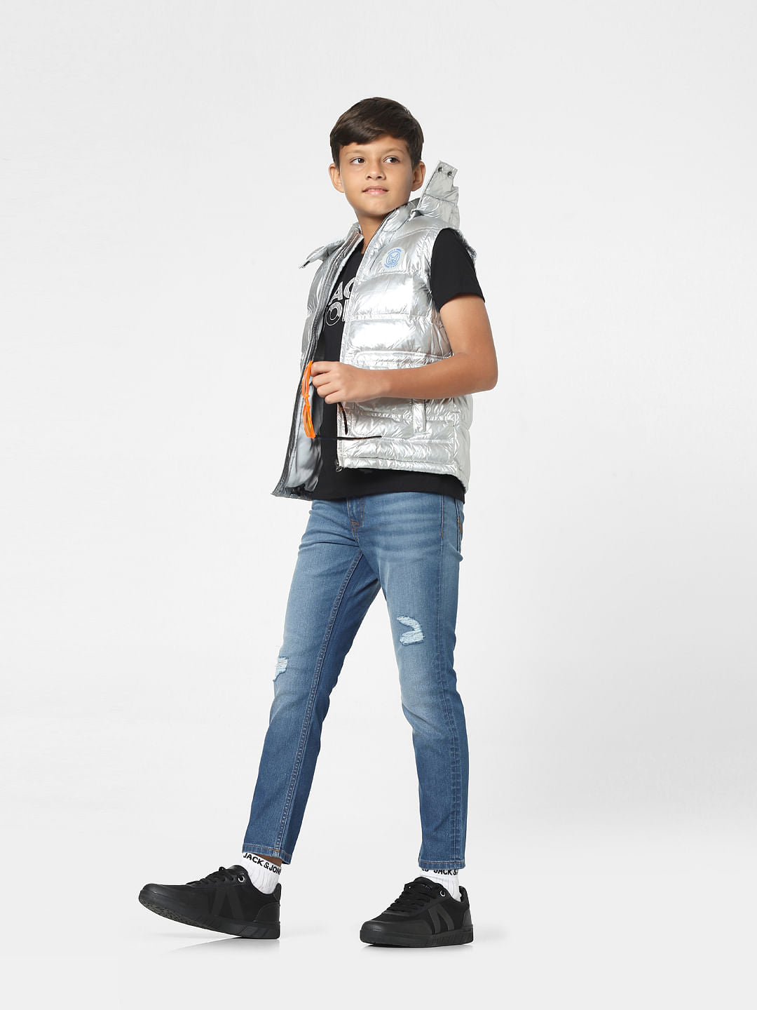 Blue Mid Rise Distressed Regular Jeans