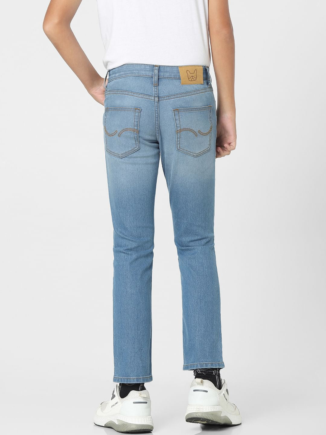 Light Blue Mid Rise Distressed Regular Jeans