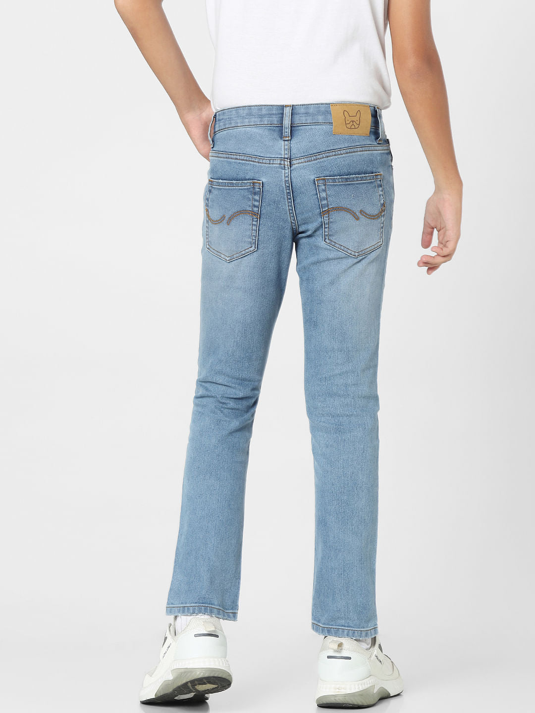 Light Blue Mid Rise Distressed Regular Jeans