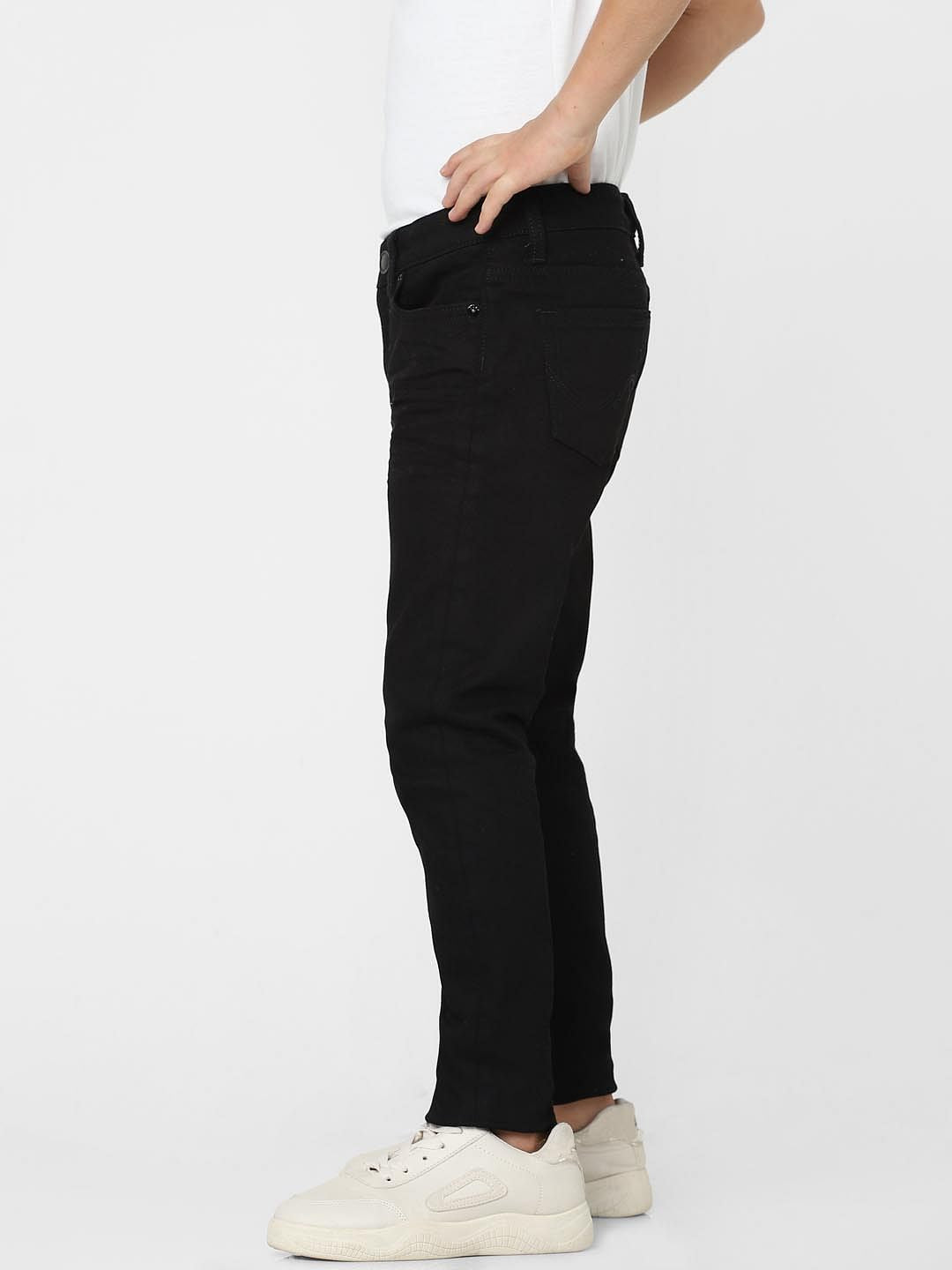 Boys Black Mid Rise Glenn Slim Fit Jeans