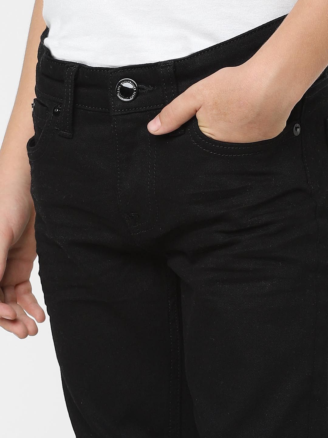 Boys Black Mid Rise Glenn Slim Fit Jeans