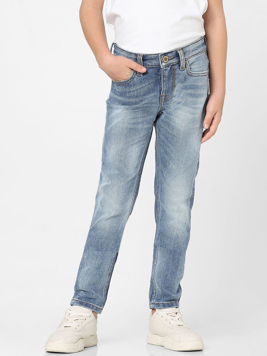 Boys Light Blue Mid Rise Glenn Slim Jeans