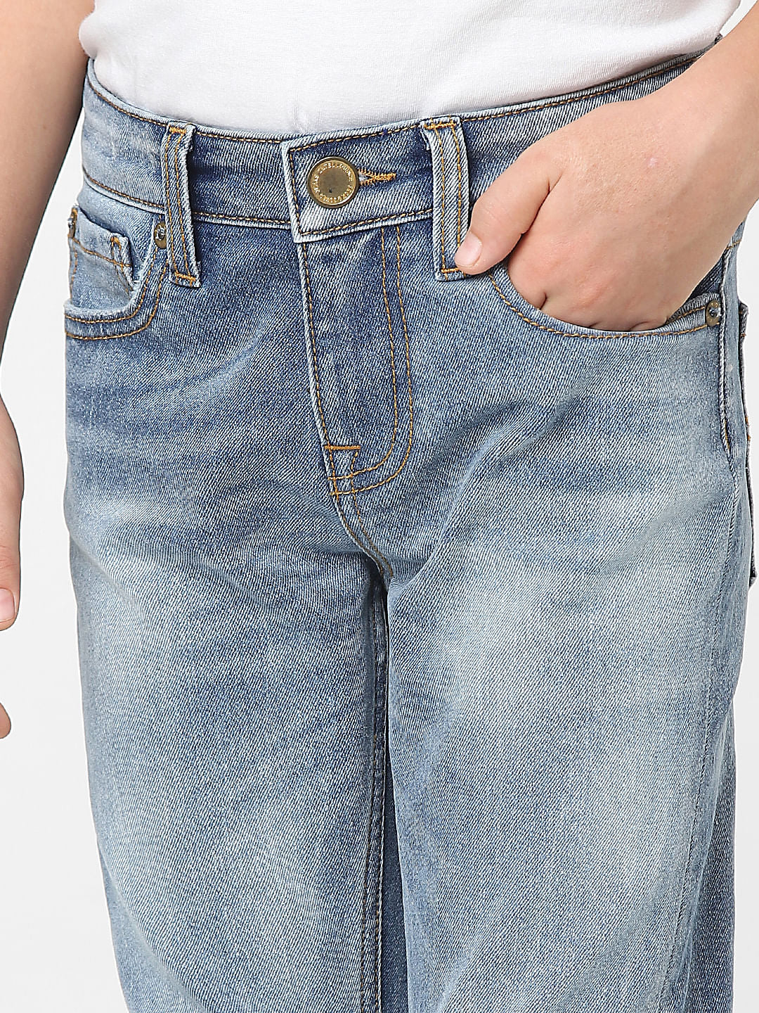 Boys Light Blue Mid Rise Glenn Slim Jeans