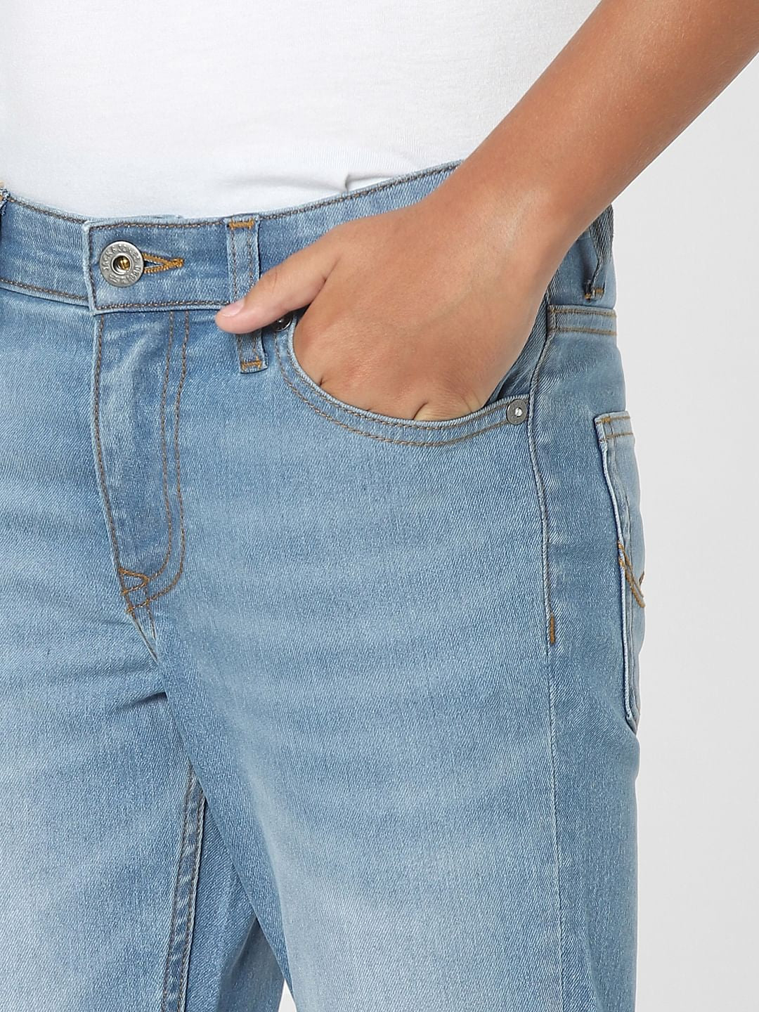 Light Blue Mid Rise Regular Jeans