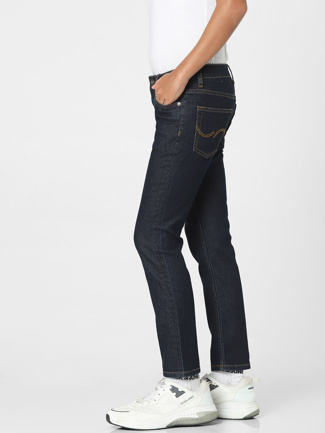 Dark Blue Mid Rise Regular Jeans