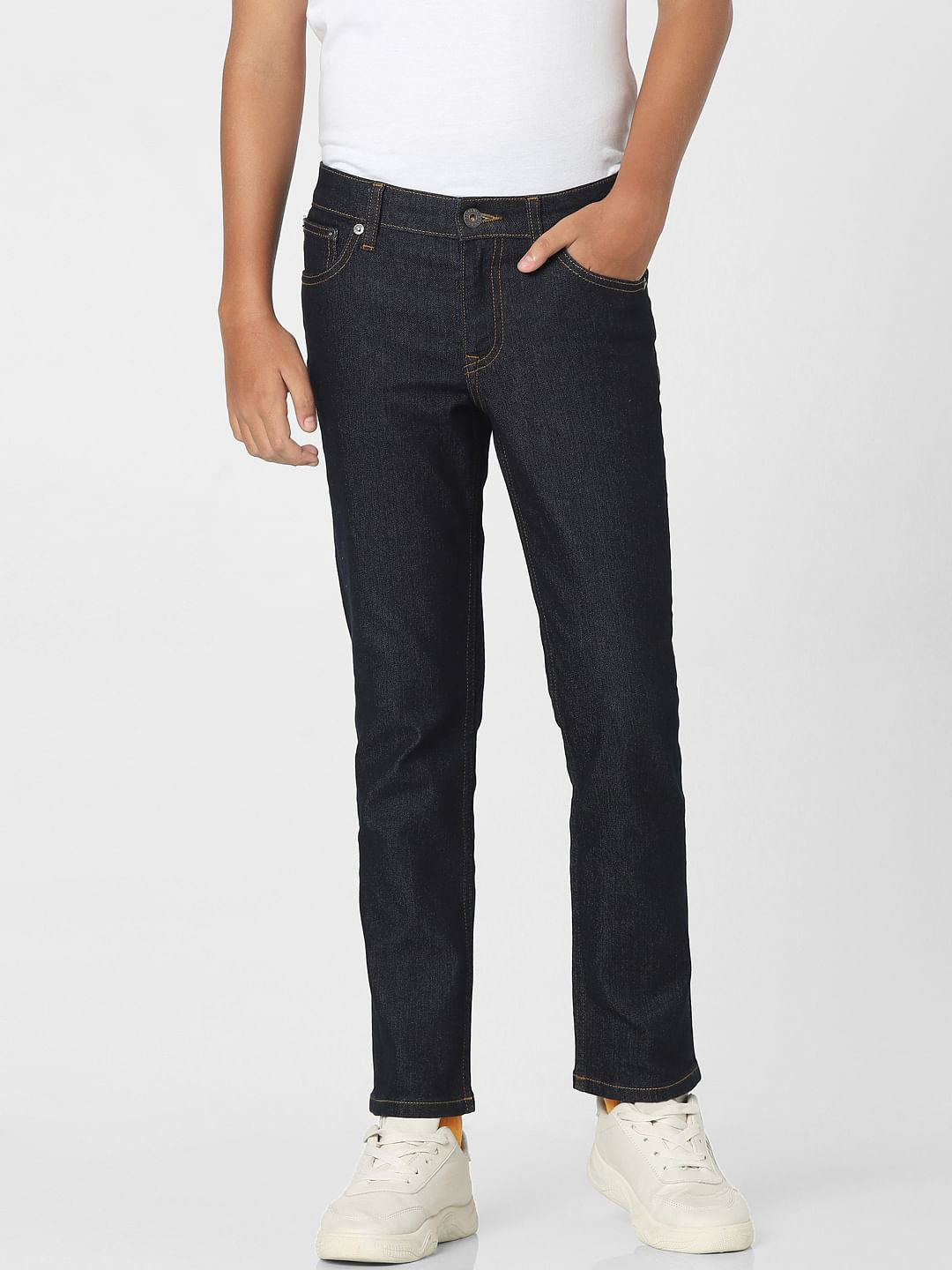 Dark Blue Mid Rise Regular Jeans