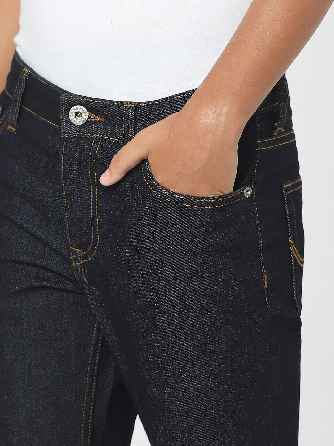 Dark Blue Mid Rise Regular Jeans
