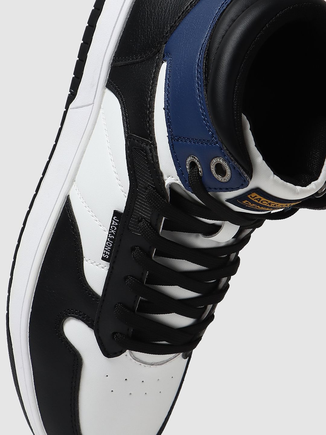 White Colourblocked Hi-Top Sneakers