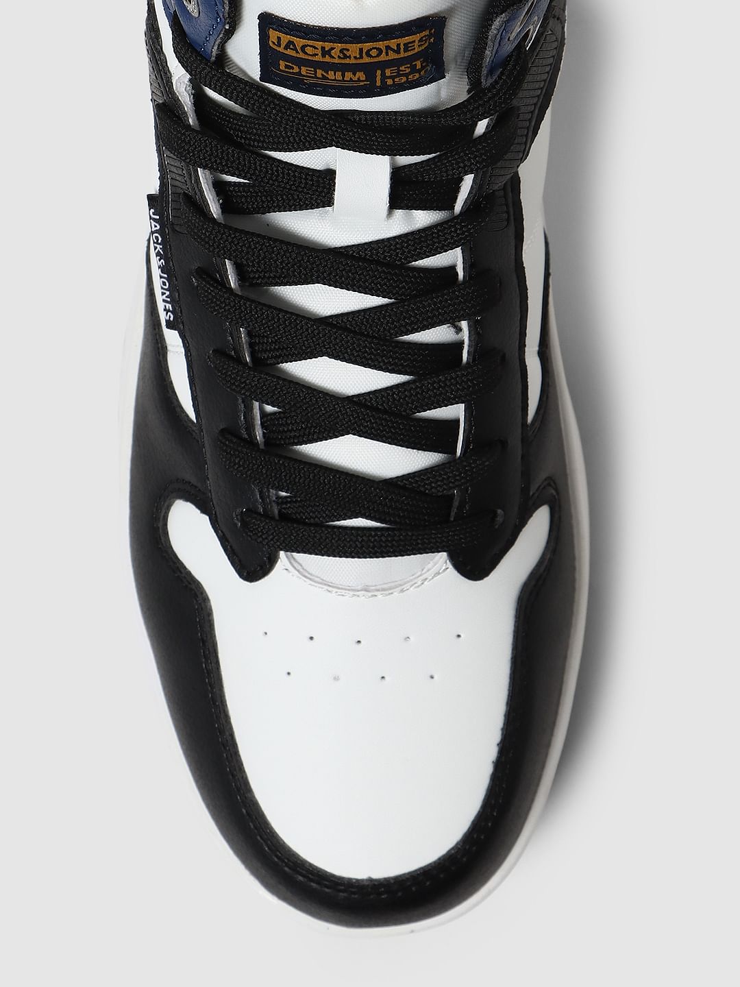 White Colourblocked Hi-Top Sneakers