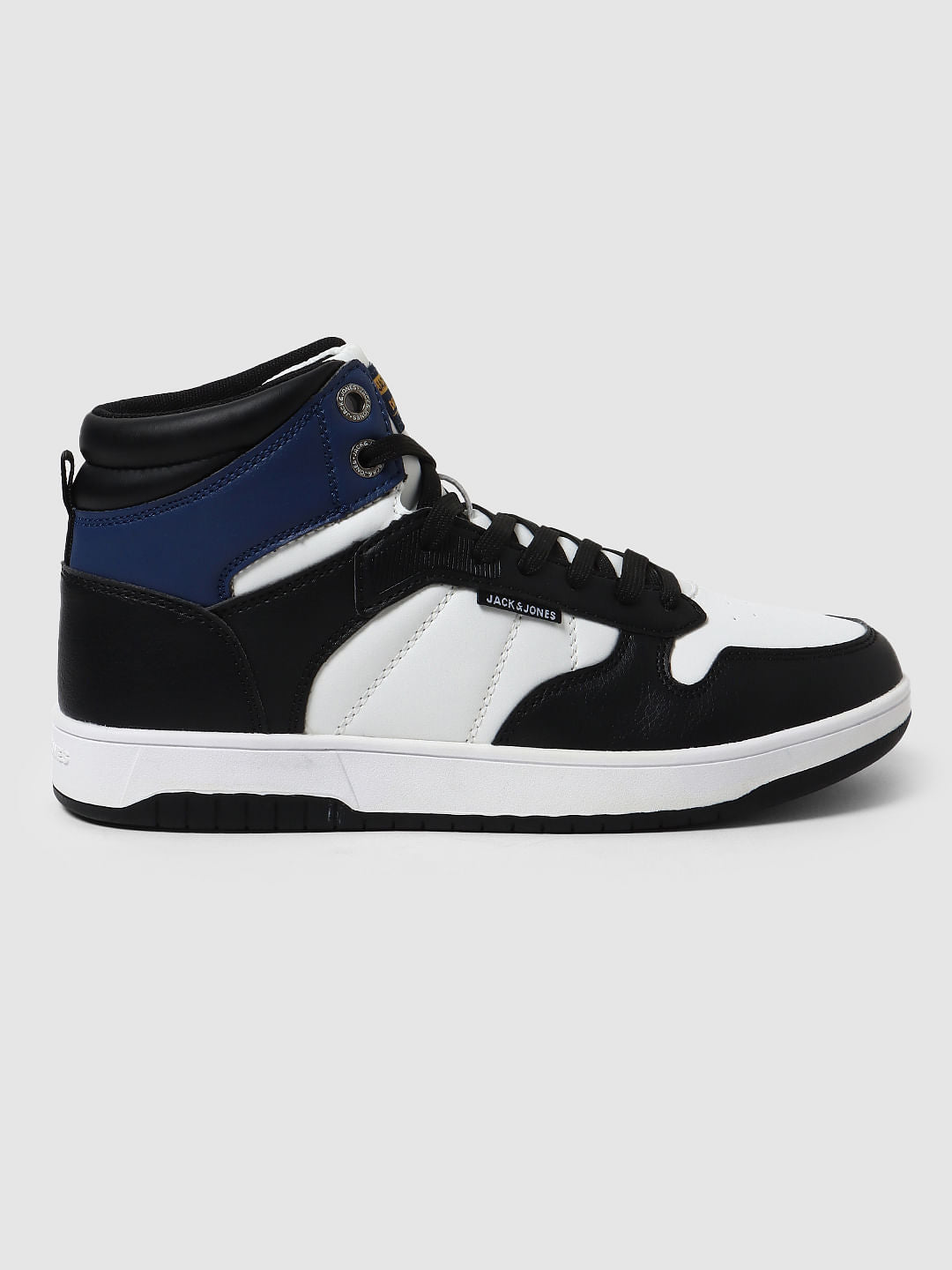 White Colourblocked Hi-Top Sneakers