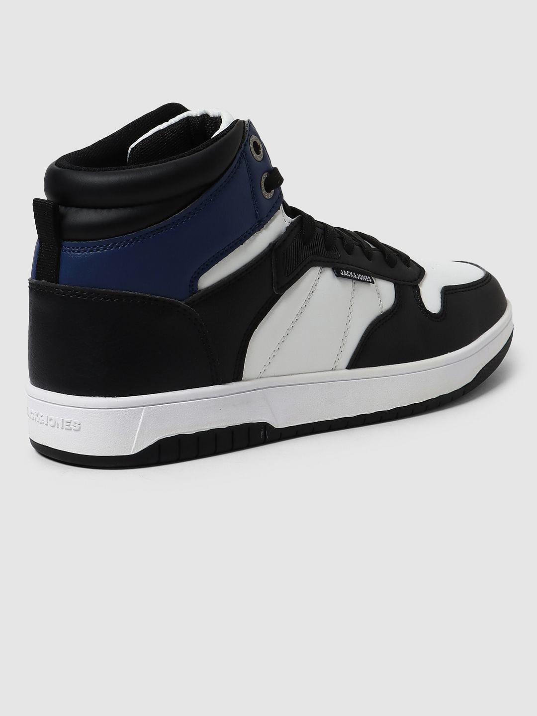 White Colourblocked Hi-Top Sneakers