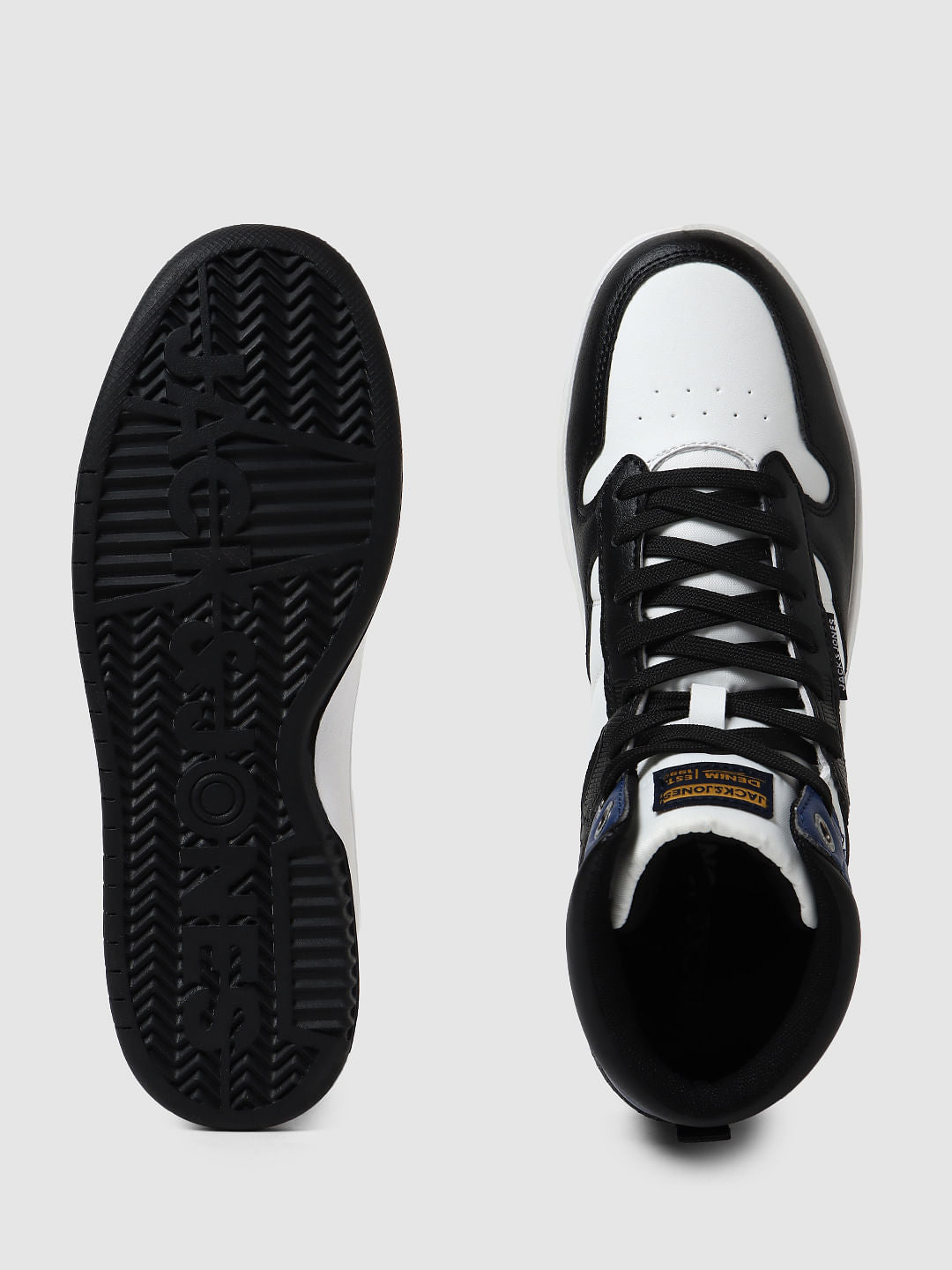 White Colourblocked Hi-Top Sneakers
