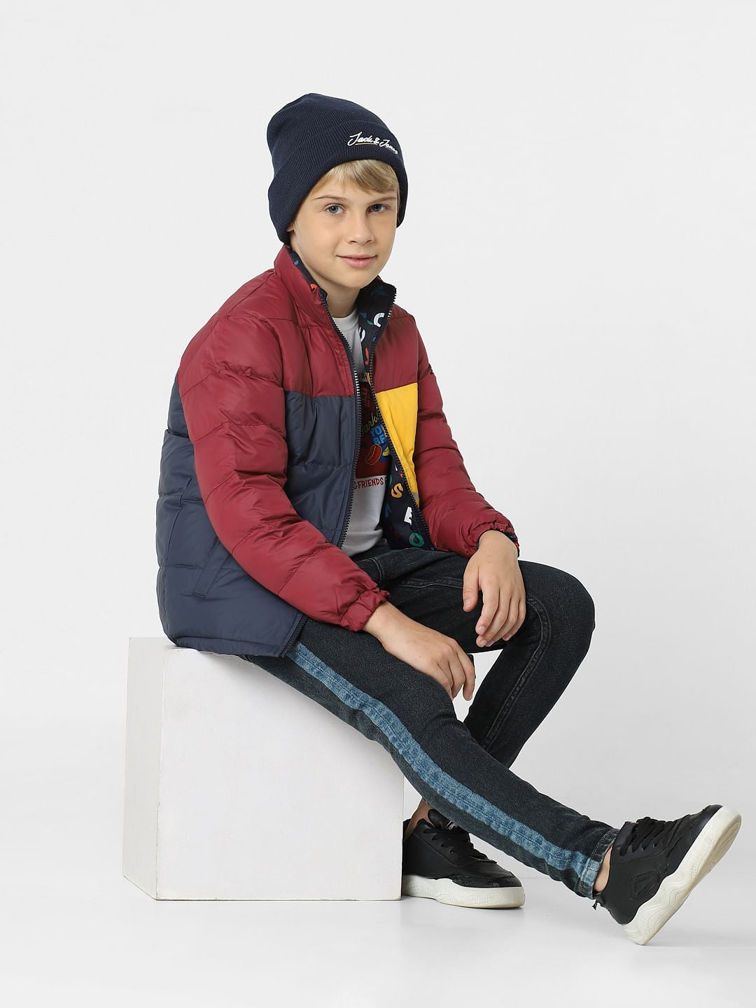 Boys Black Reversible Puffer Jacket