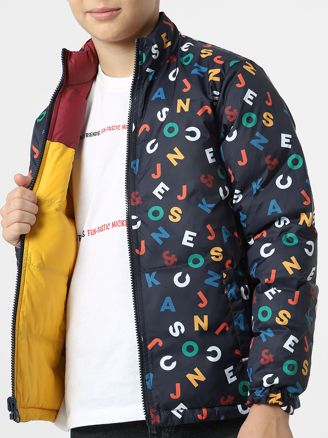 Boys Black Reversible Puffer Jacket