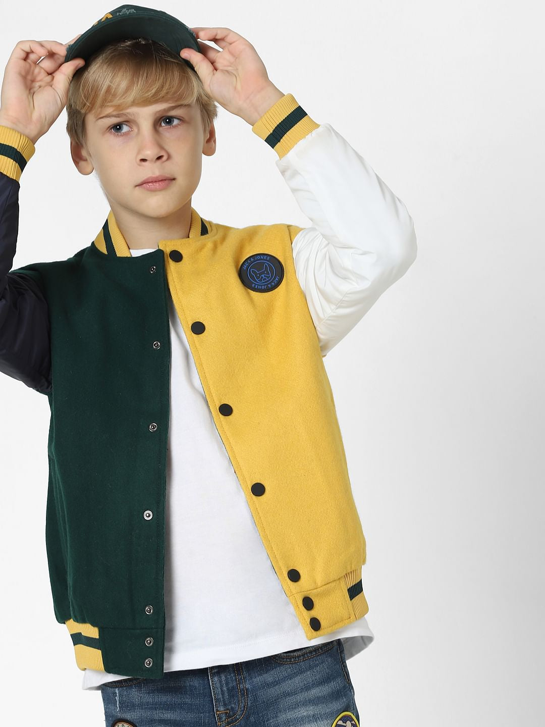 Boys Yellow Colourblocked Jacket