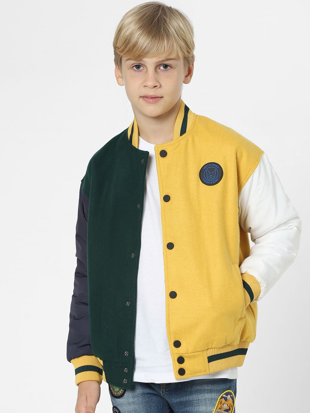 Boys Yellow Colourblocked Jacket